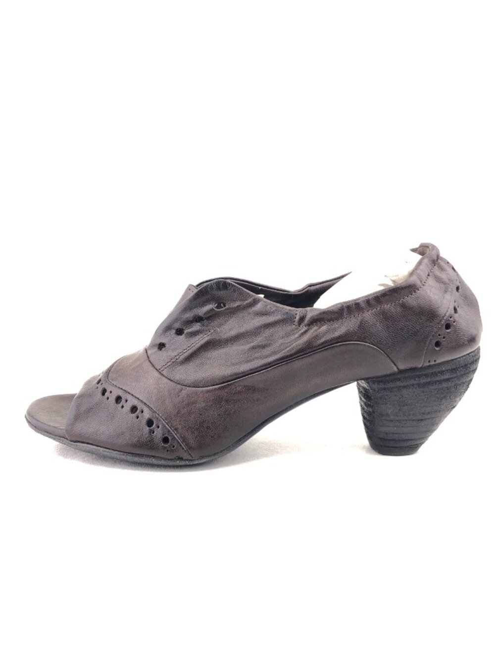 Marsell Brown Leather Peep-toe Heeled Pumps EUR 36.5
